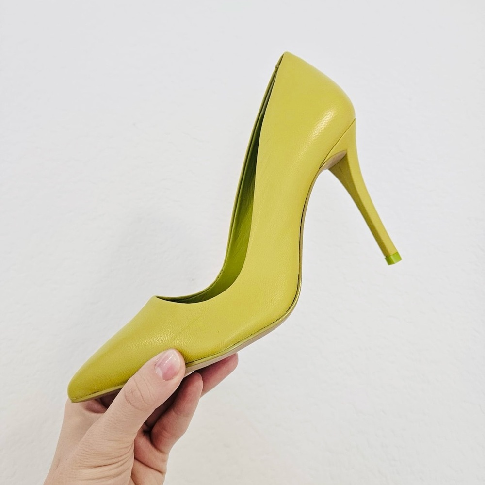 Arezzo Italian Elegant Lime Leather Green Stiletto Heels